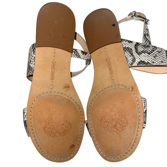 Vince Camuto Rentin Natural Gold Metallic Snakeskin Leather Sandals Size 8.5 - Picture 7 of 8